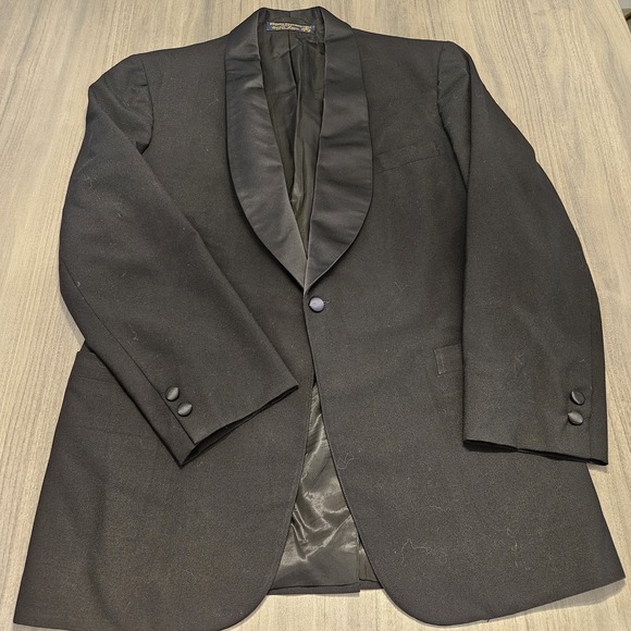 VTG Brooks Brothers Men's Golden Fleece Peak Lapels Tuxedo Jacket Black • 43R